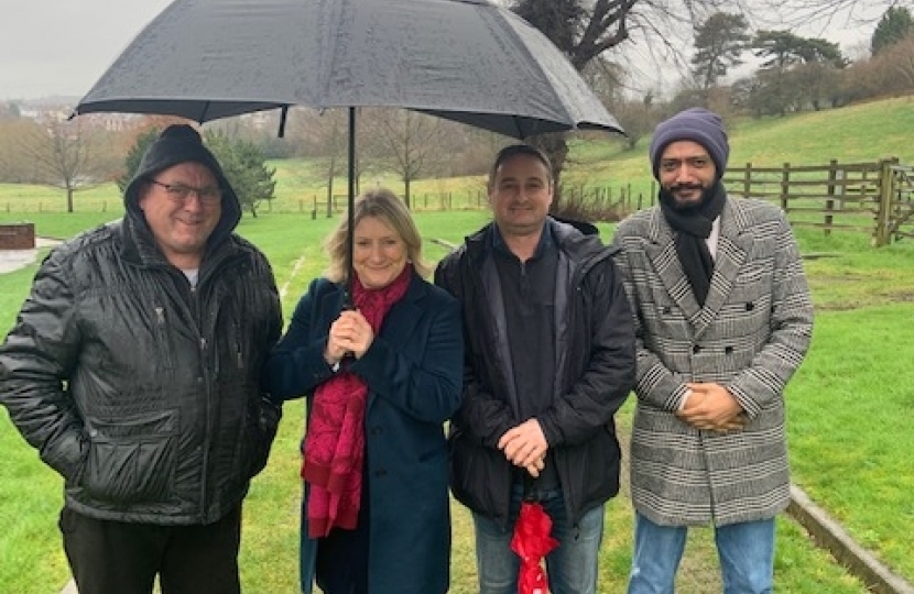 Suzanne Webb MP with Cllr Peter Lee, Cllr Paul Bradley, and Conservative candidate Kamran Razzaq 