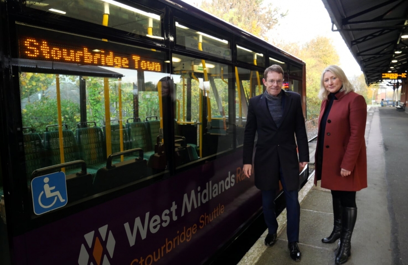 Suzanne Webb with Andy Street at Stourbridge Junction