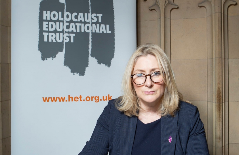 Suzanne Webb MP signing the Holocaust Educational Trust's Book of Commitment