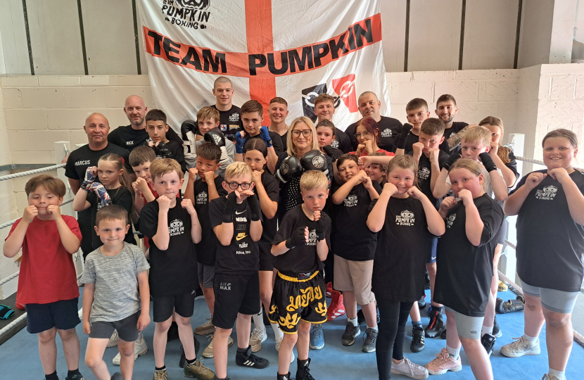 Suzanne with Boxing Club members