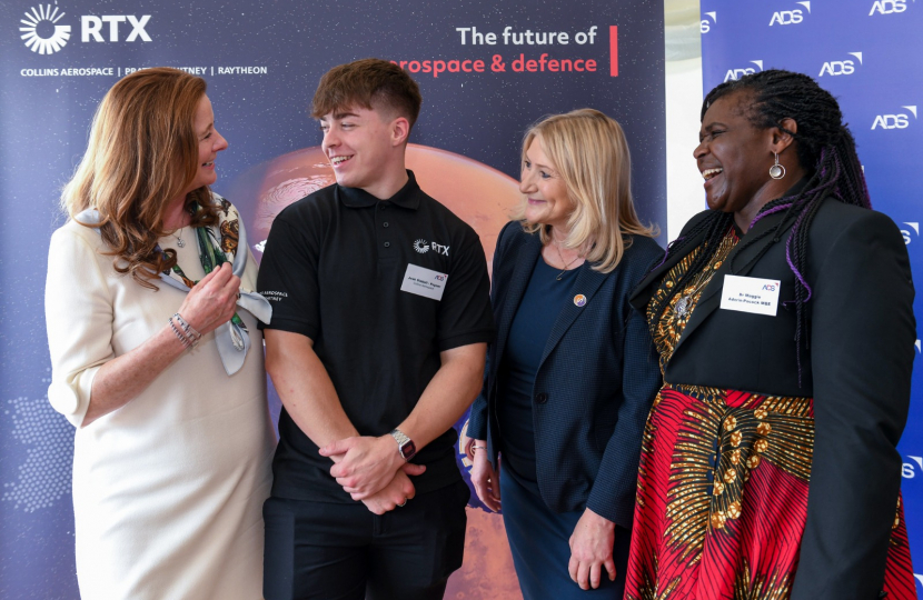 Suzanne with Josh, Education Secretary Gillian Keegan and Dr Maggie Aderin-Pocock