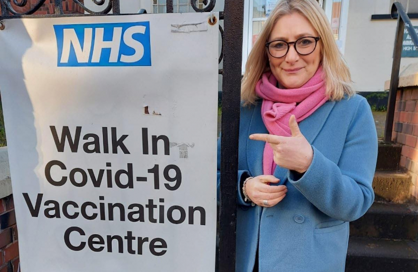 Suzanne Webb MP at a COVID Vaccination Centre