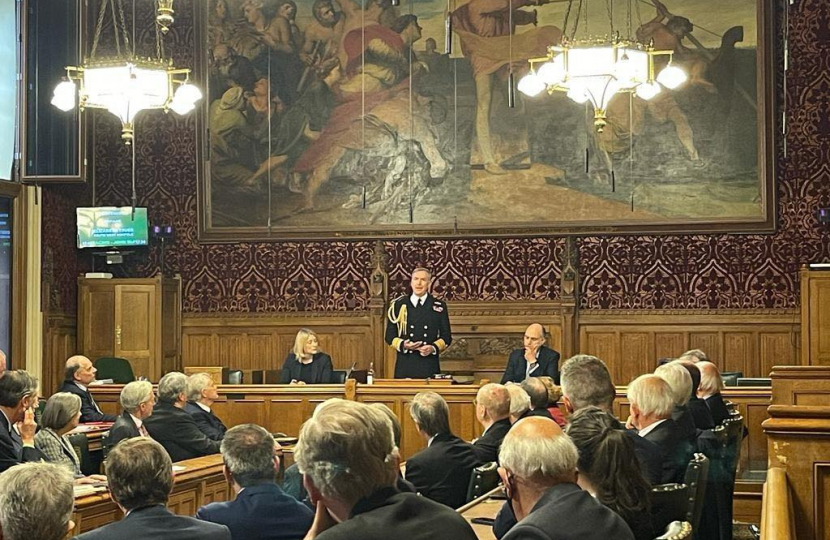 Suzanne Webb MP with Admiral Sir Tony Radakin, Chief of the Defence Staff, and Leo Docherty MP, Minister for Defence People and Veterans