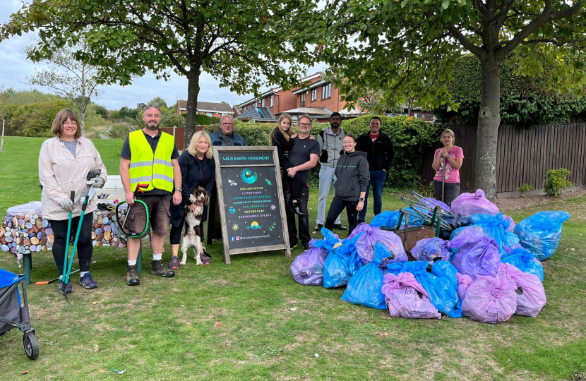 Suzanne Webb MP with Hannah Picken, members of the Wild Earth Movement, and Amblecote Councillors Kamran Razzaq, Paul Bradley, and Pete Lee