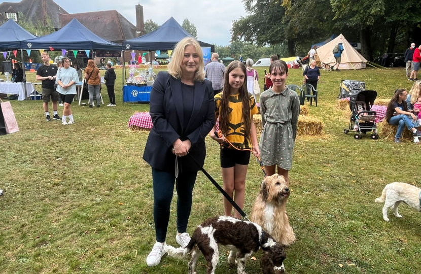 Suzanne Webb MP and Sid with Maggie, the winner of Best in Show, and her owner.