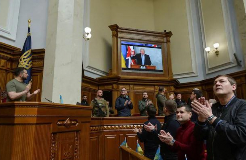 Prime Minister Boris Johnson addresses the Ukrainian Parliament