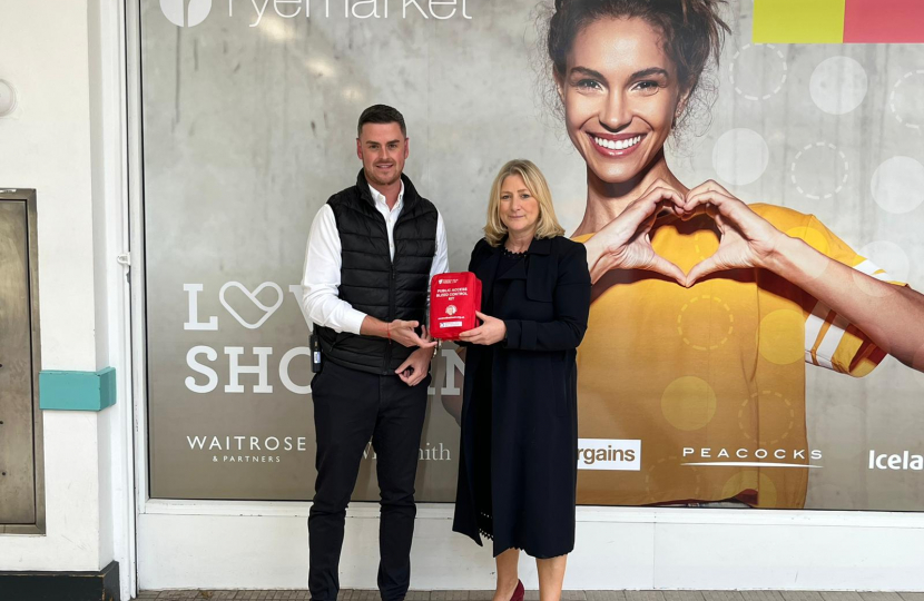 Suzanne Webb MP with Aaron Powell, Manager of the Ryemarket Shopping Centre