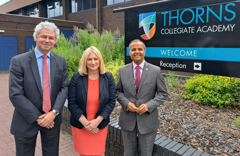 From left to right: Sir Mark Grundy (Chief Executive of Shireland Collegiate Academy Trust), Suzanne Webb MP, and Manny Kelay (Headteacher)