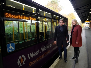 Suzanne Webb with Andy Street at Stourbridge Junction