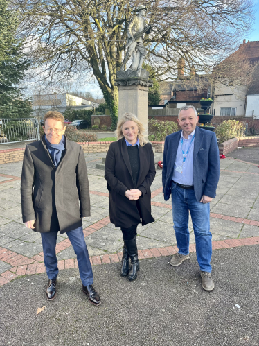 Suzanne Webb MP with West Midlands Mayor Andy Street and Councillor Dave Borley