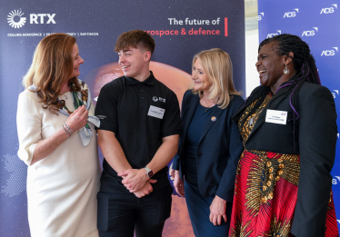 Suzanne with Josh, Education Secretary Gillian Keegan and Dr Maggie Aderin-Pocock