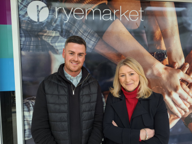 Suzanne with Aaron, the Ryemarket manager 