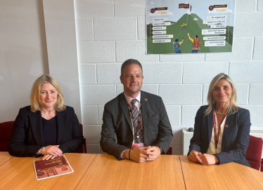 Suzanne Webb MP with Headteacher Dominic Simpson and the CEO of Windsor Academy Trust, Dawn Haywood