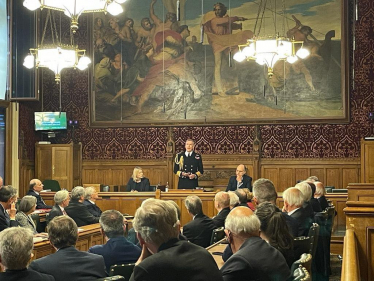 Suzanne Webb MP with Admiral Sir Tony Radakin, Chief of the Defence Staff, and Leo Docherty MP, Minister for Defence People and Veterans