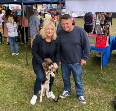 Suzanne Webb MP and Sid with Councillor James Clinton.