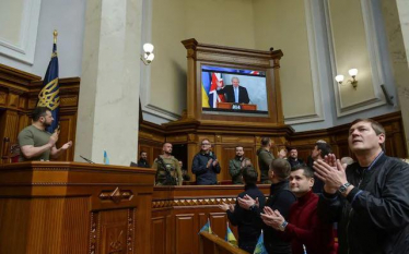 Prime Minister Boris Johnson addresses the Ukrainian Parliament