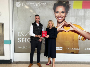 Suzanne Webb MP with Aaron Powell, Manager of the Ryemarket Shopping Centre